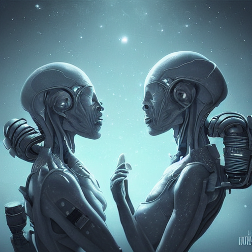 Two Aliens In Space Dancing Romantically , Trending On Cgso...
