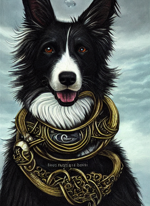 A Portrait Of Border Collie Cultist Of Sthulhu Golden Bangle...
