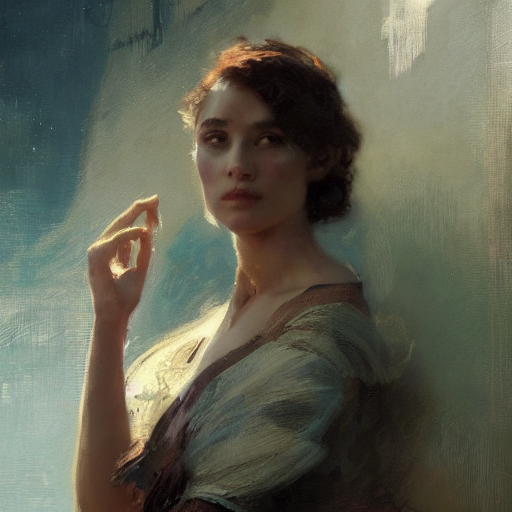 An Elegant, Wise Young Woman Looking Dramatically Over Her S...