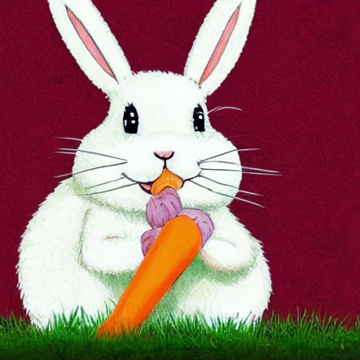 Adorable Anime Bunny, Eating A Carrot, Pastel Colors