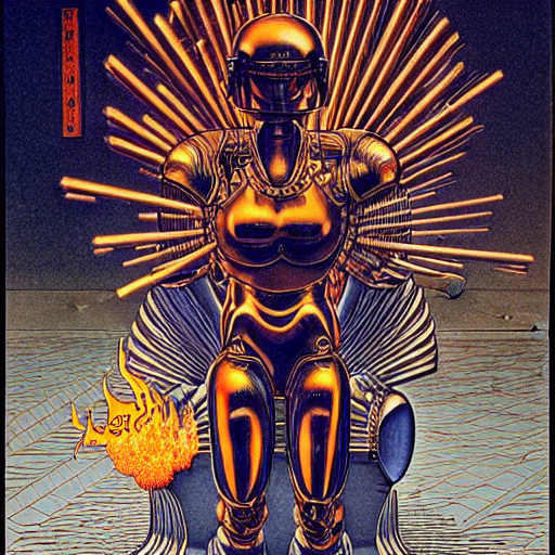 Wax Broken Armor And Helmet Laying In Flames, Monumental Ill...