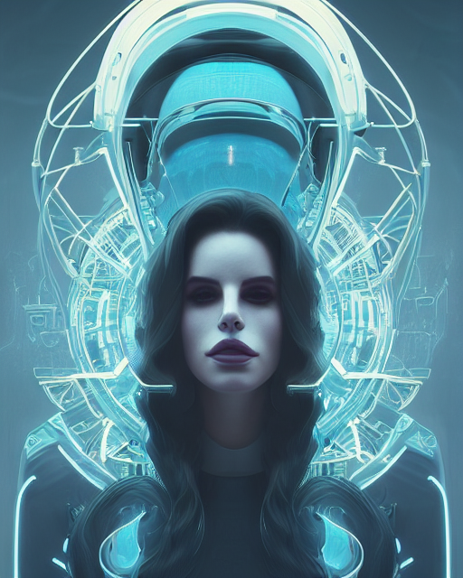 Portrait Of Lana Del Rey As A Cyborg. Intricate Abstract. In...
