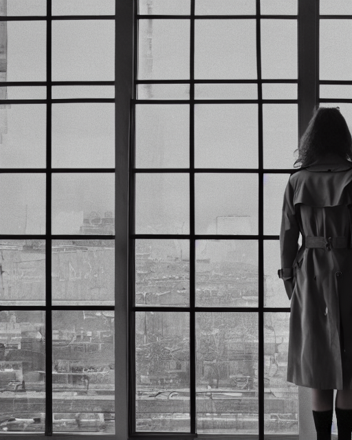 A Woman In A Trench Coat Looking Out A Window, A Screenshot...