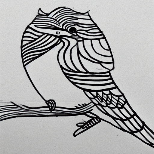 A Bird, Line Drawing Art, Sketch For Jewelry Design