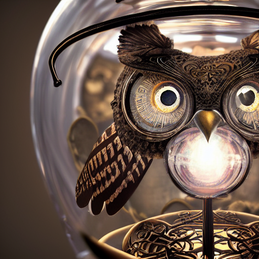 Aztec Owl Inside A Steampunk Glass Jar Half - Buried In Sand...