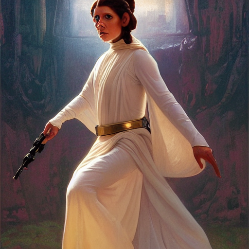 A Portrait Painting Of Princess Leia Carrie Fisher Hybrid Oi...
