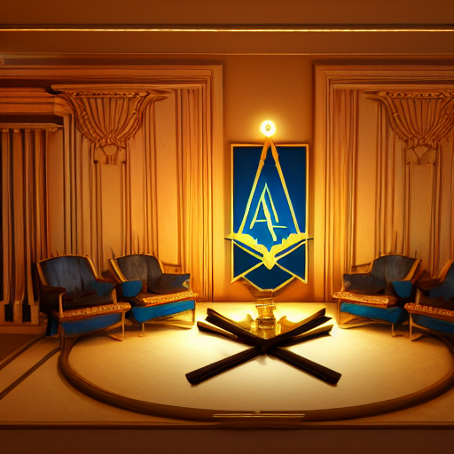 A Masonic Illuminati Waiting Room With A Couch, A Chair, A L...
