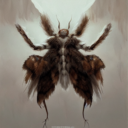 White And Brown Mothman Female By Greg Rutkowski, Insect Fac...
