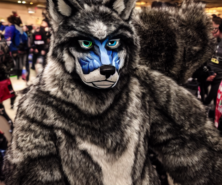 Masculine Wolf Fursuiter, Candid Photo Of A Fursuiter Taken...