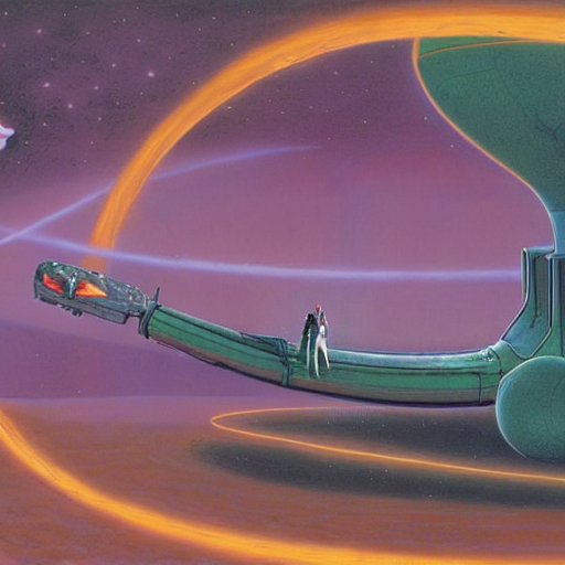 Waiting People In Space Ship Liminal Space, Colorful, Peter...