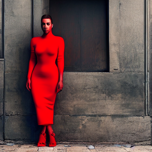 Kanye West  Wearing A  Red Dress  ,  4 K Photorealism , Fash...