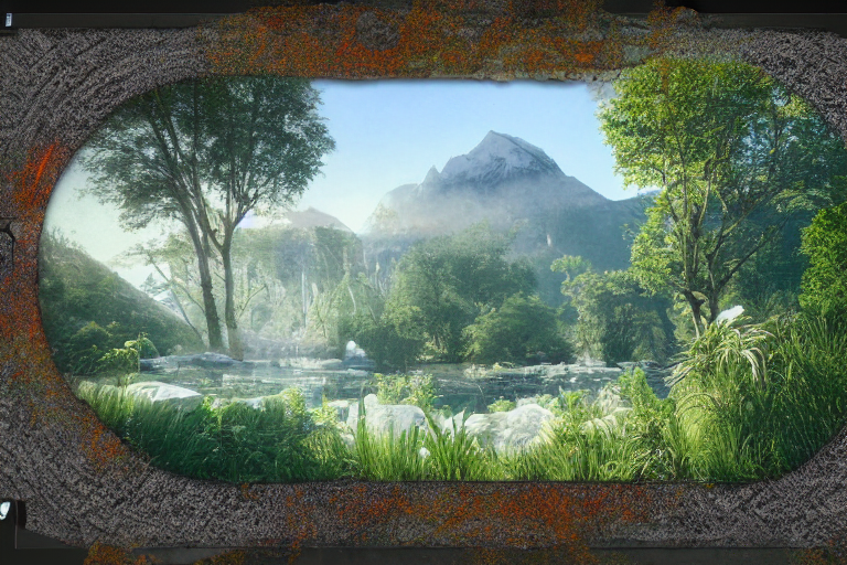A Centered Render Of Beautiful Landscape, Dreamy, By Herbace...