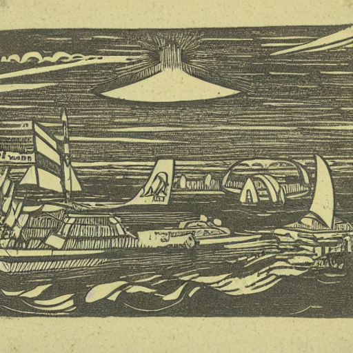 A Spaceship Landing At Tokyo Spaceport, 1 7 Th Century Woodc...