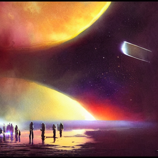 Astronauts Emerged From Inside And Approached The Lake, By J...