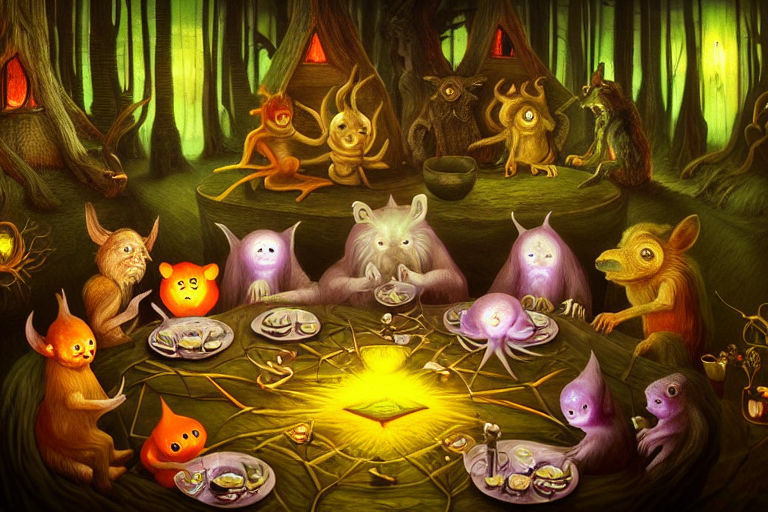 Photo Of Weirdest Cute Glowing Critters In A Forest Cabin Ha...