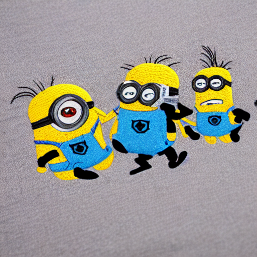 Closeup Of A Tshirt With Large Minions Embroidered On It