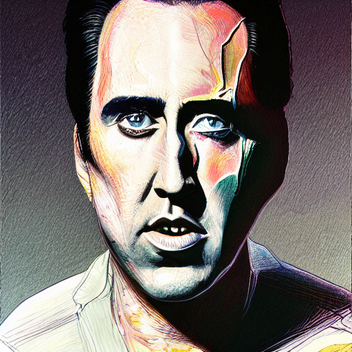Portrait Study Of Nicholas Cage, Shatter Facets, Distortion,...