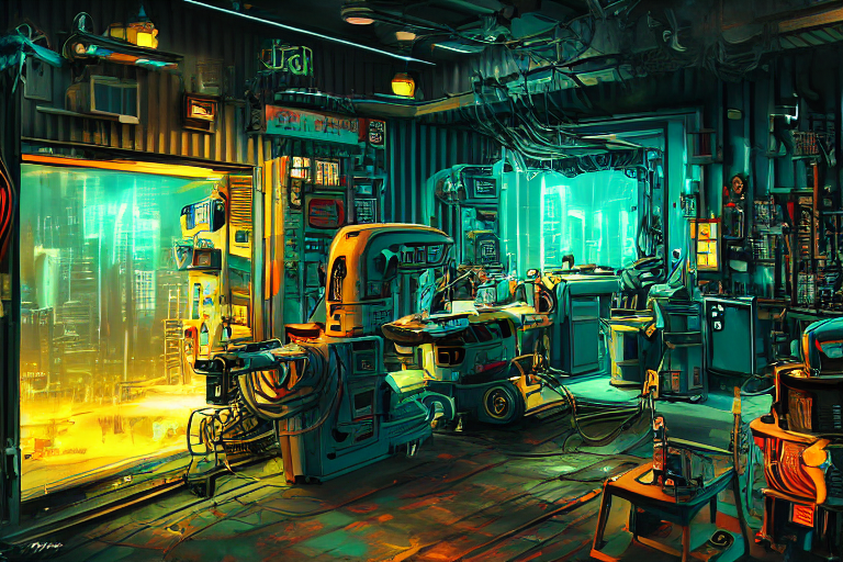 Photo Cartoon Illustration Painting Of Small Sci - Fi Machin...
