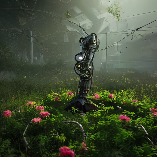 A Robotic Mechanical Human Arm Sticking Out Of The Earth, Co...