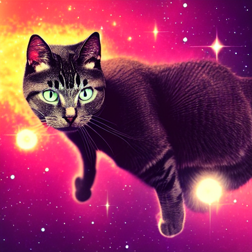 A Cat Floating In Space With Beautiful Galaxies, Aesthetic 4...