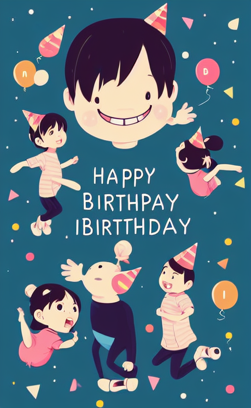Cute Illustration For A Birthday Wish Card, 2 Years Old Happ...