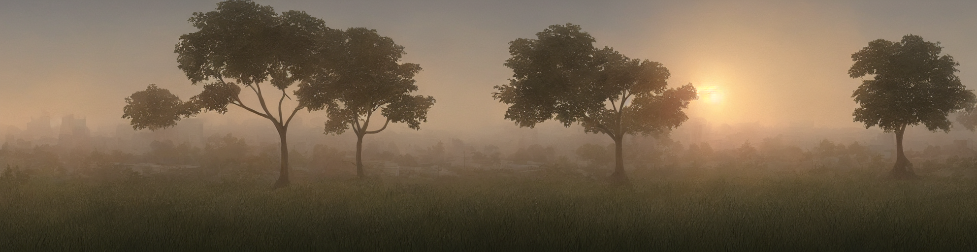 Dramatic Morning Fog, Sunrise, Backlighting, Giant Ash Tree,...