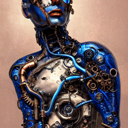 Photo Of A Beautiful Male Steampunk Cyborg He Pulls His Late...