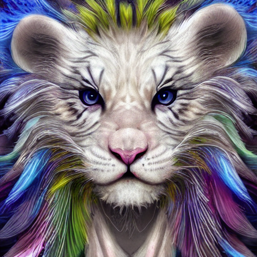 Cute Fluffy Baby White Tiger Lion Hybrid Mixed Creature Char...