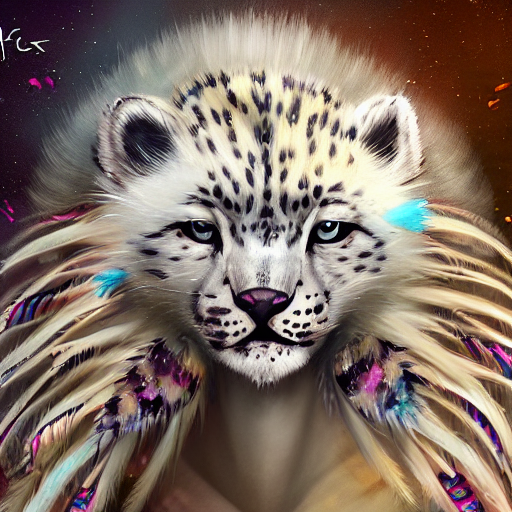 Cute Fluffy Baby Snow Leopard Wolf Hybrid Mixed Creature Cha...