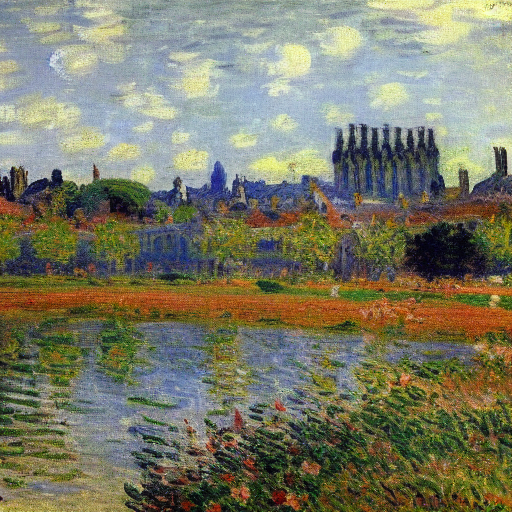 Landscape Of Nantes In France Oil Painting By Monet. One Of...