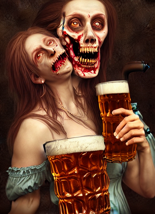 Large Octoberfest Invite Card, A Zombie Drinking Beer, Photo...