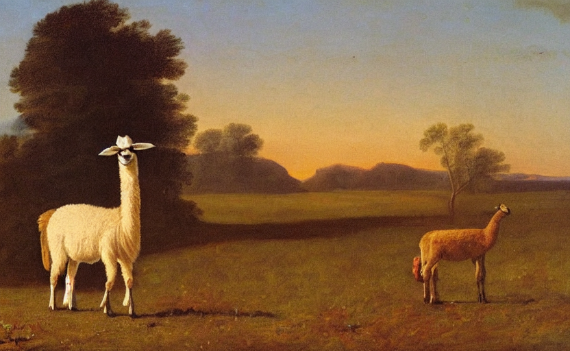 Oil Painting By George Stubbs Of A Llama Wearing Cowboy Boot...