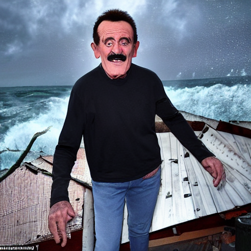 Paul Chuckle Bowling On A Wrecked Pirater Ship In A Storm