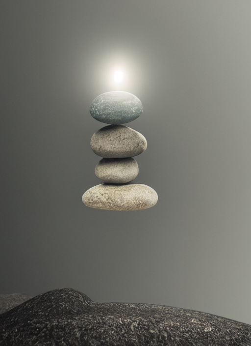 Stone Cairn, Stone Cairn Inside A Glass Jar Buried In Sand,...