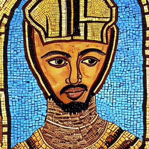 Realistic Portrait Of An Ethiopian Knight Wearing An Metalic...
