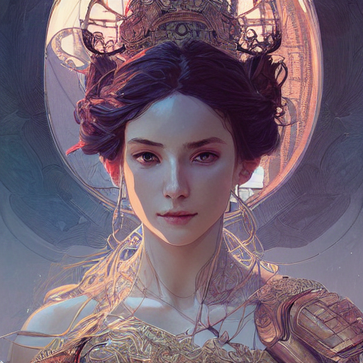 Hyperdetailed Portrait Of Beautiful Armored Girl, Digital Pa...