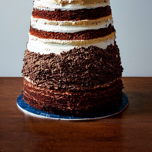 A Dramatic Photo Of A Mountain Made Of Layered Cake.