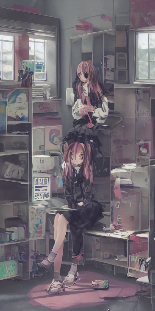 School Girl Sitting In A School Locker Room - Dramatic Cozy...