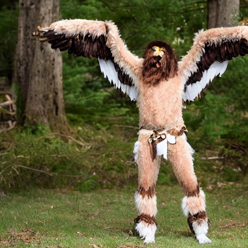 Hairy Man In Eagle Costume