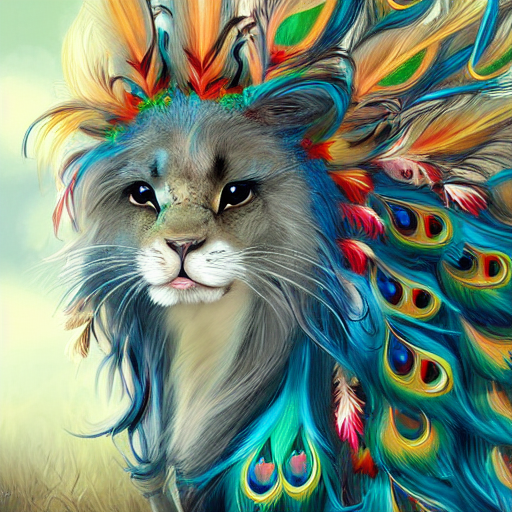 Cute Fluffy Bunny Cat Lion Hybrid Mixed Creature Character C...