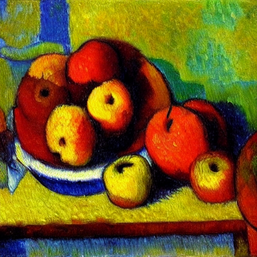 A Gauguinesque, Impressionist Oil Painting Of A Potted Fruit...