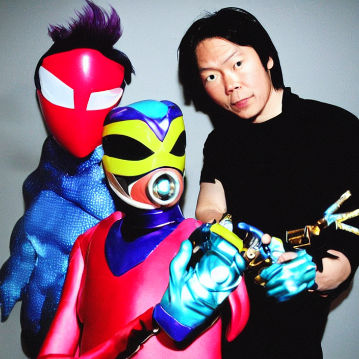James Iha Posing W  A Mighty Morphing Power Ranger. Colorful...