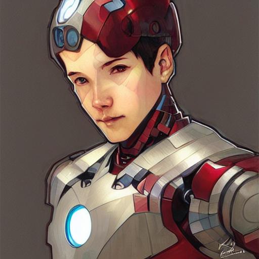 An Adorable Ironman By Krenz Cushart, Artgerm, Alphonse Much...