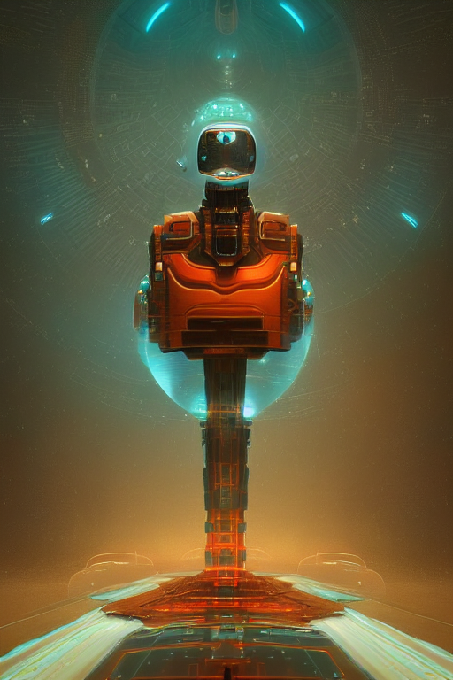 Intricate Digital Art Of A Sentient Robot Travelling Space,...