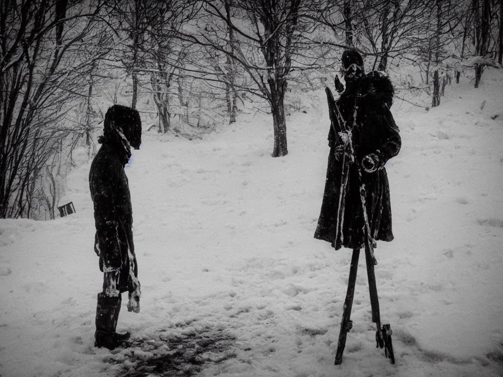 The Death Standing In His Land Of Winter, Snow, Frozen, Prou...