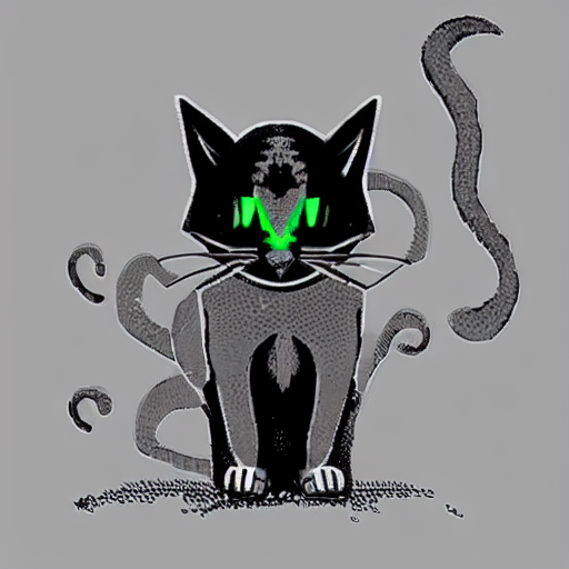 Evil Cat In The Style Of Bound Video Game