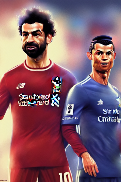 Ultra Realistic Illustration, Mohamed Salah And Cristiano Ro...