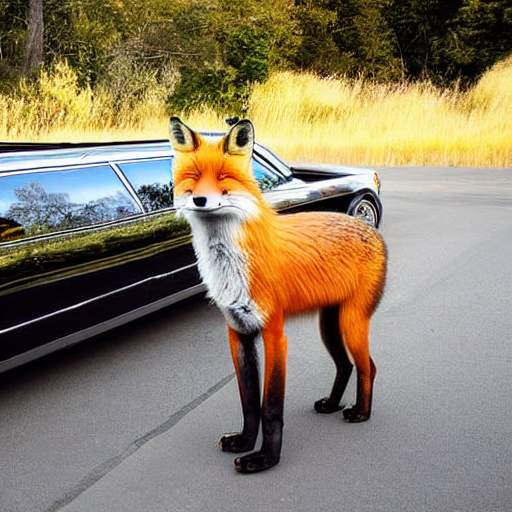 Fox Animal Stood Next To A Limousine, Award Winning Photogra...