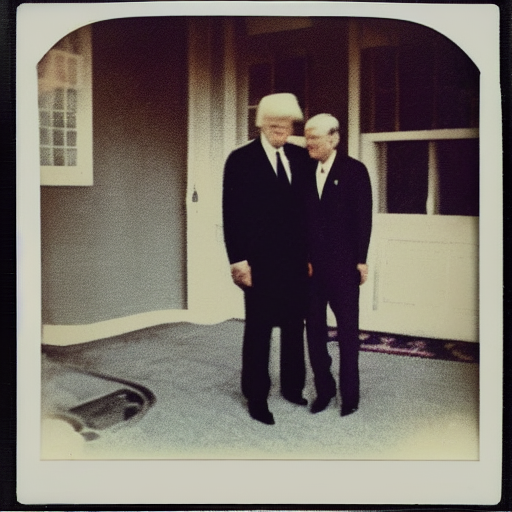 Old Polaroid Picture Of The Devil With The President, In The...
