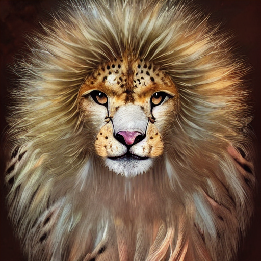 Cute Fluffy Lion Cheetah Hybrid Mixed Creature Character Con...